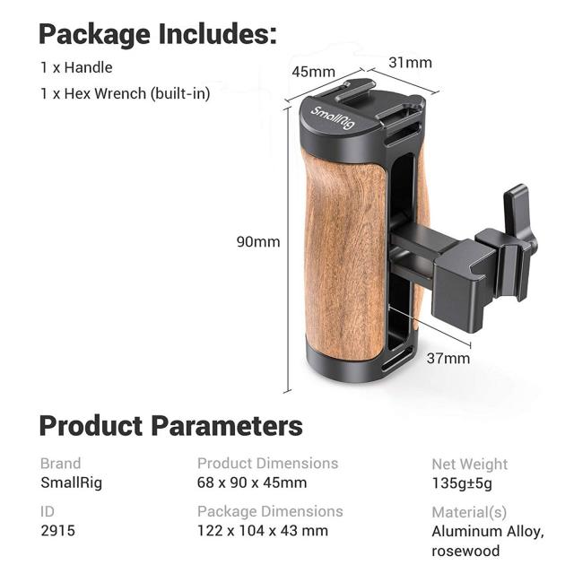 SmallRig Wooden Side grip for NATO-rail 2915