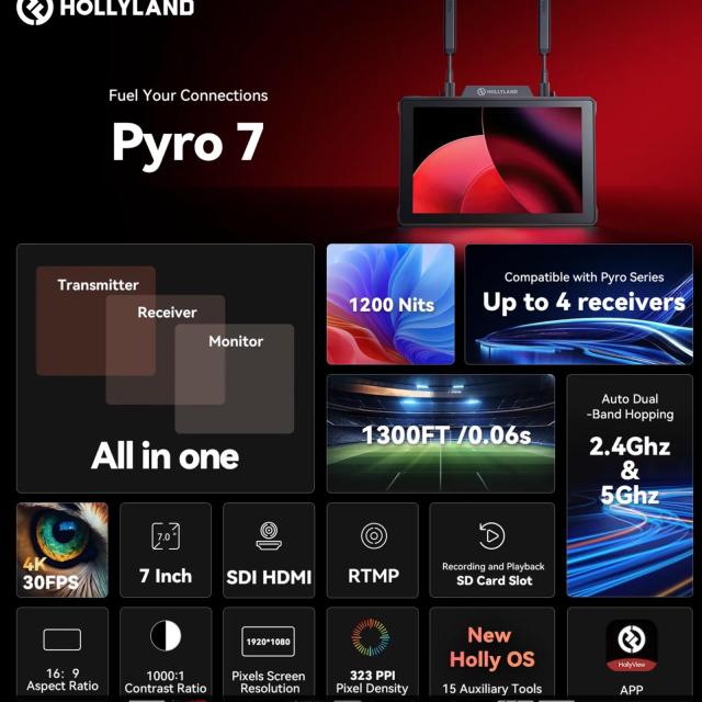 Hollyland PYRO 4K Set 1:2 (TX+RX+Pyro 7Monitor RX)